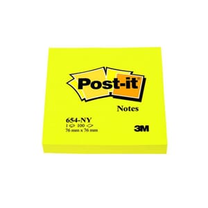 NOTATBLOKK POST-IT 76X76 654 NEONGUL