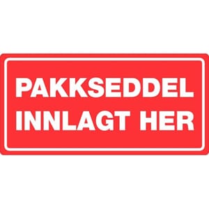 ETIKETT PAKKSEDDEL INNLAGT  55X110MM