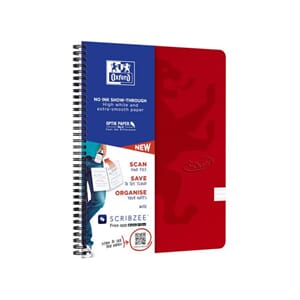 NOTATBOK OXFORD TOUCH A4+ 90G LINJER RØD