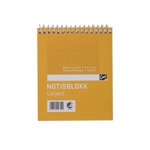 NOTISBLOKK EMO 8X10CM 60G 50BL LINJ SPIR