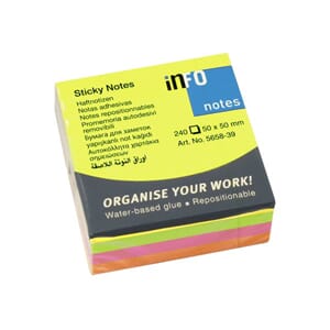 NOTATKUBE INFO 50X50MM NEON MIX