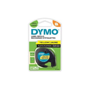 TAPE DYMO DYMO LETRATAG 12MM PLAST SORT/GUL