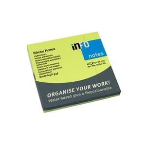 NOTATBLOKK INFO 75X75 NEON GRØNN