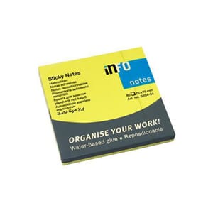 NOTATBLOKK INFO 75X75 NEON GUL