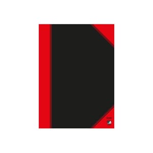 KINABOK A4 96 BLAD LINJER SORT/RØD