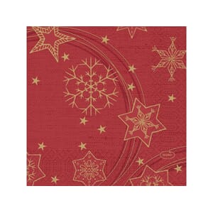 SERVIETT DUNI 24CM 3L STAR SHINE RØD(50)
