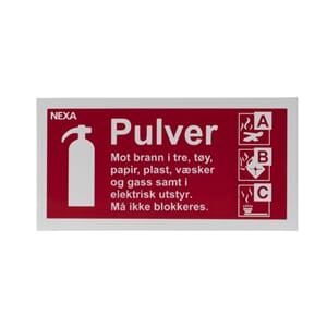 SKILT NEXA PULVER 20X10CM RØD