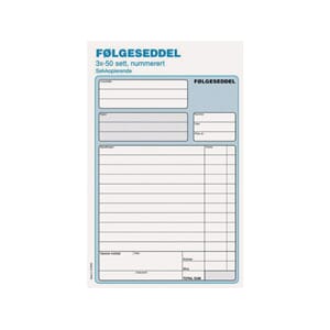 FØLGESEDDEL EMO A5 SELVKOPI. 3X50S NUM