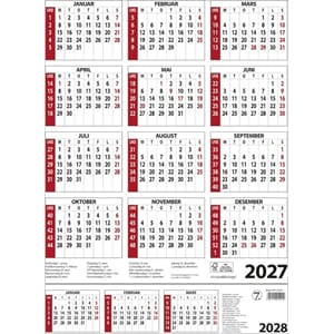 Kalender 2027 7.sans årskalender a3 kart.