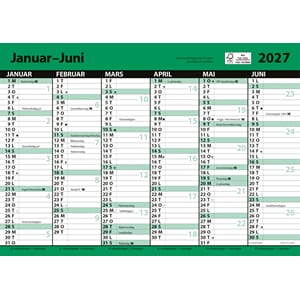 Kalender 2027 7.Sans KONTORKalender, ENKEL A4 MED LINJER KA