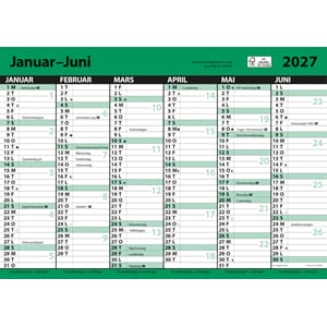 Kalender 2027 7.Sans KONTORKalender, ENKEL A3 MED LINJER KA