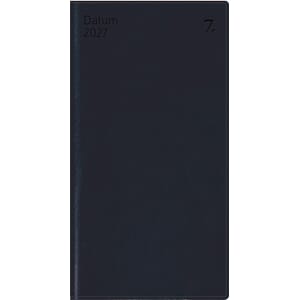 Kalender 2027 7.Sans DATUM, innbundet skinnim. sort