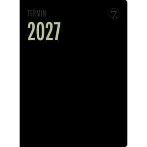 Kalender 2027 7.Sans TERMIN TREND, innbundet skinnim. sort