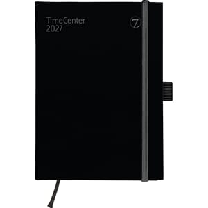 Kalender 2027 TIMECENTER A5 UKE, innbundet skinnim. sort