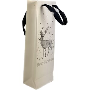 FLASKEPOSE HVIT M/SORT JULETRE OG HJORT