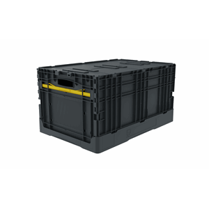 Plastkasse PakkD flex m/lokk 600x400x320 sort