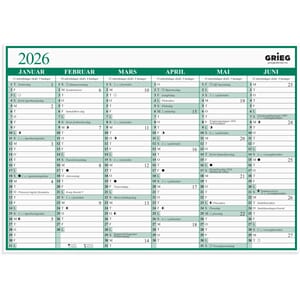 PLATEKALENDER GRIEG A4 2026 ENKEL