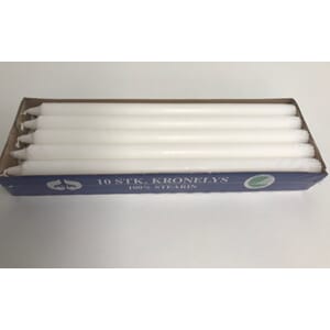 Kronelys Hvit 100% Stearin 35cm (10)