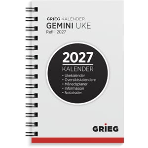 Lommekal GRIEG Gemini 2027 refill