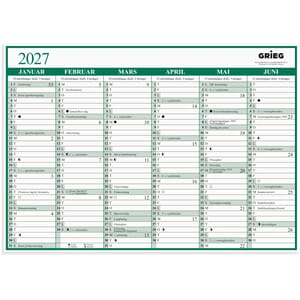 Platekalender GRIEG 2027 A4 enkel