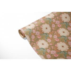 Gavepapir 70cmx10m kraft Fiore blomstret