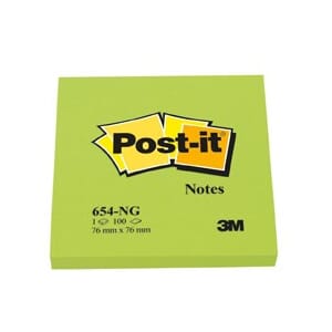 POST-IT BLOKK 76X76 NEON GRØNN