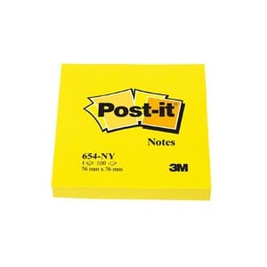 Notatblokk Post-It 76X76 654 neongul