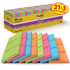 Notatblokk Post-It Ss 76X76 ass (24)