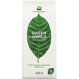 KAFFE GREEN WORLD ØKOLOGISK FILTERMALT 250GR