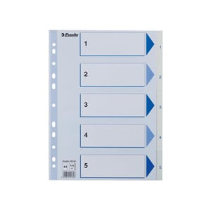 REGISTER ESSELTE A4 PLAST 1-5 BLÅ/HVIT