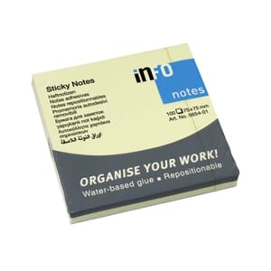 NOTATBLOKK INFO 75X75MM GUL