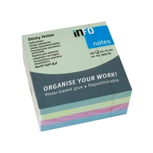 NOTATKUBE INFO 75X75MM PASTELL