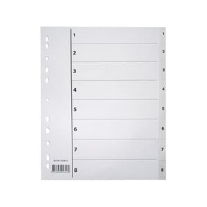 REGISTER A4 PP 1-8 M/INDEKSARK HVIT