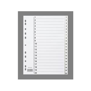 REGISTER A4 PP 1-20 M/INDEKSARK HVIT