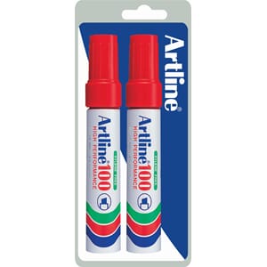 ARTLINE 100 PERMANENT MERKEPENN 2-PAKK BLISTER RØD