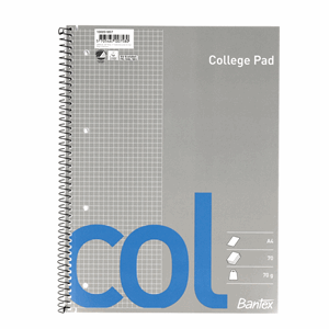 COLLEGEBLOKK BANTEX A4 HULL RUTET