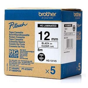 TAPE BROTHER HG 12MM BLACK ON CLEAR (5)