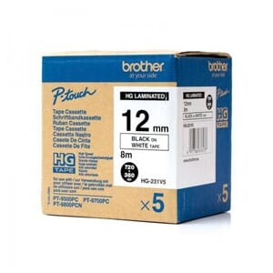 TAPE BROTHER HG 12MM BLACK ON WHITE (5)