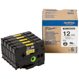 TAPE BROTHER HG 12MM BLACK ON YELLOW (5)