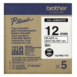 TAPE BROTHER HG 12MM BLACK ON MATT SILVER (5)