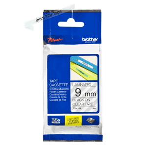 BROTHER TZE TAPE 9MMX8M BLACK/CLEAR