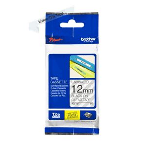 BROTHER TZE TAPE 12MMX8M BLACK/CLEAR