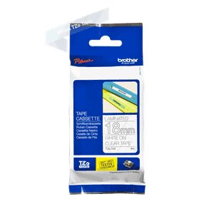 BROTHER TZE TAPE 18MMX8M WHITE/CLEAR