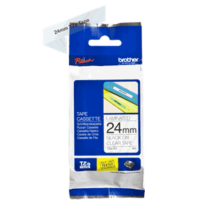 BROTHER TZE TAPE 24MMX8M BLACK/CLEAR