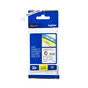 BROTHER TZE TAPE 6MMX8M BLACK/WHITE