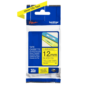 BROTHER TZE TAPE 12MMX8M BLACK/YELLOW