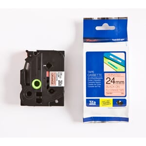 BROTHER TZE TAPE 24MMX8M BLACK/NEON ORANGE