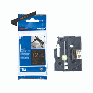 BROTHER TZER SILKEBÅND 12MM X 4M GULL PÅ SORT