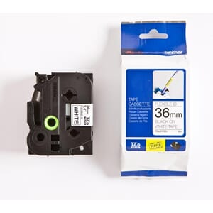 BROTHER TZE TAPE 36MMX8M FLEXIBLE BLACK/WHITE