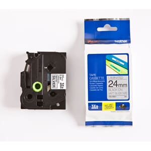 BROTHER TZE TAPE 24MMX8M BLACK/SILVER MAT